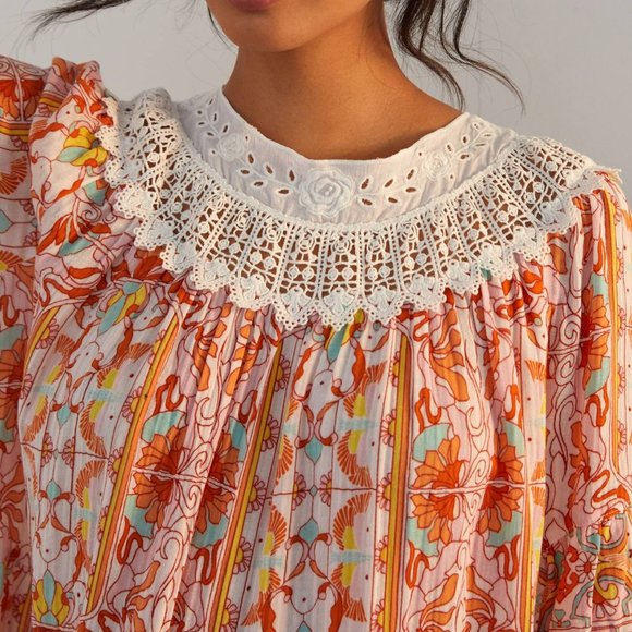 HTF Anthropologie Florence Floral Lace Lounge Dress - Picture 5 of 5